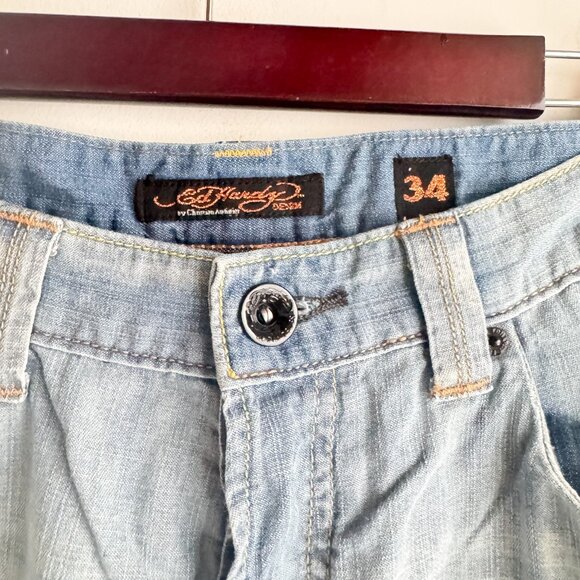 Vintage Ed Hardy Light Wash Relaxed fit 100% Cotton Lightweight Jeans 34x34 - Picture 4 of 6